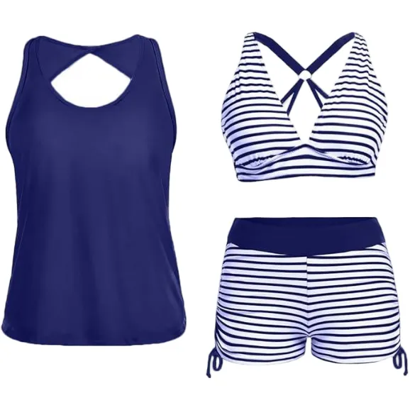 Women’s 3 Piece Tankini Swimwear Manufacturer & Supplier | Tank Top with Bra Boy Shorts Bathing Suit