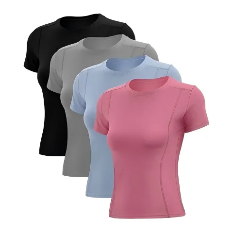 Women’s Quick Dry Stretch V-Neck Active T-Shirt Manufacturer | Custom Gym Workout Running Tee Supplier