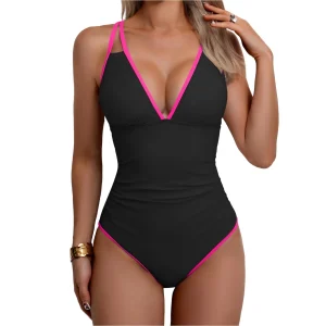Women’s V Neck One Piece Swimsuit Manufacturer | Slimming Tummy Control Bathing Suit Supplier