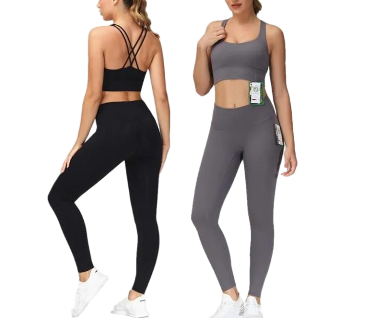 Women’s Workout Set Manufacturer | Seamless Yoga Leggings & Cross-Strap Sports Bra Supplier