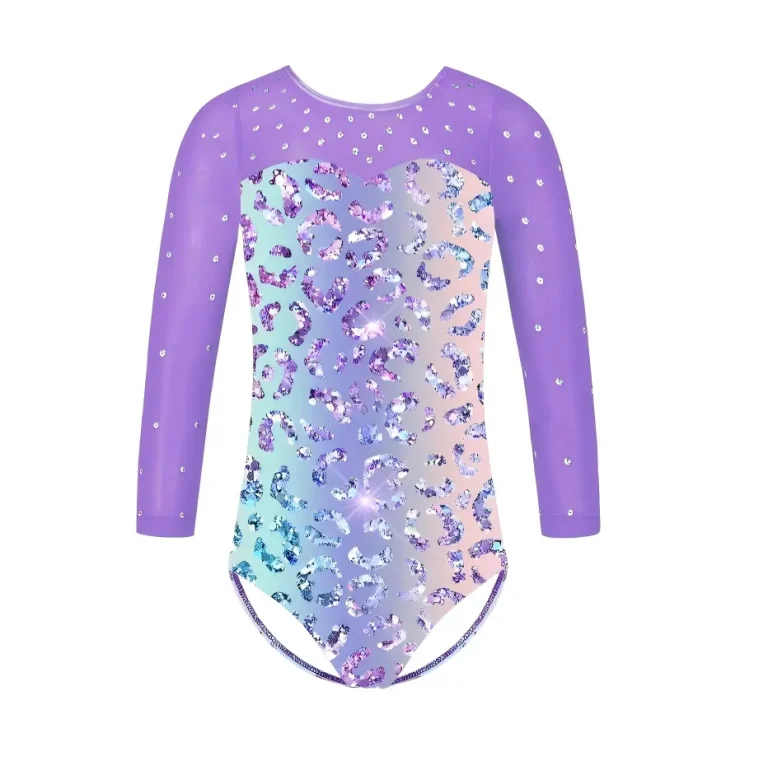 Girls Sparkly Gymnastics Leotards | Kids 3/4 Sleeve One Piece Practice Leotard Manufacturer