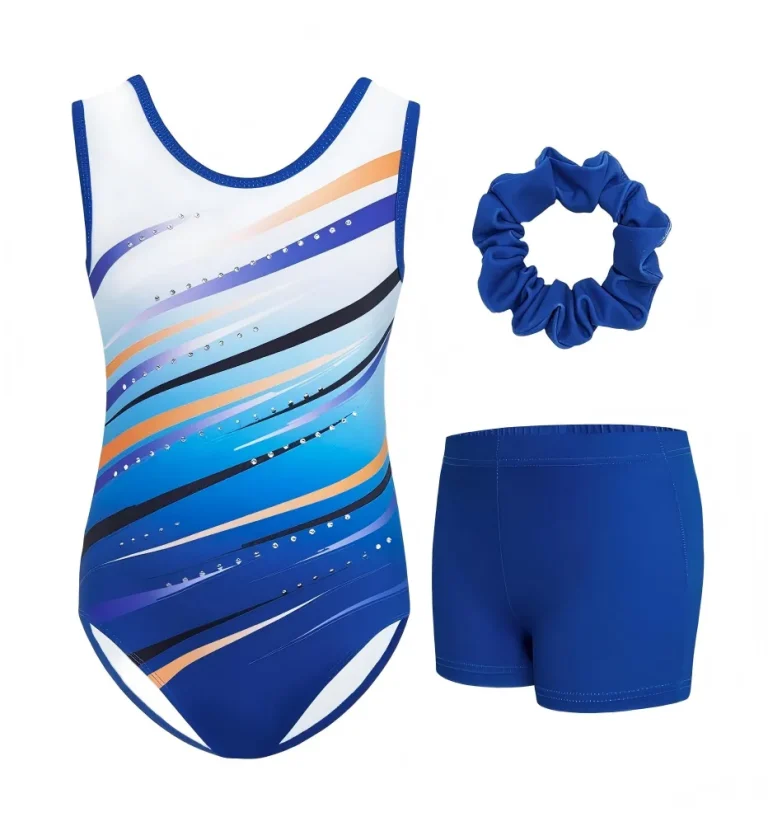 Girls Sparkly Rhinestone Gymnastics Leotard with Shorts | Dancewear Manufacturer